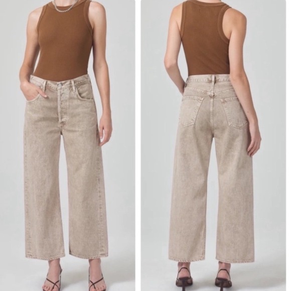 CITIZENS OF HUMANITY Gaucho Wide Leg Pants Tan Washed Size 32